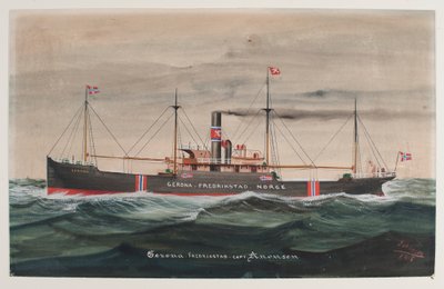 Aquarell mit GERONA aus Fredrikstad, Norwegen. Signiert Joansen von Geo Johansen
